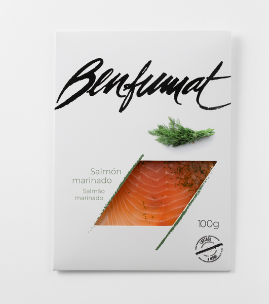 Salmón marinado con Eneldo. <strong> Sobre de 100 g. </strong>